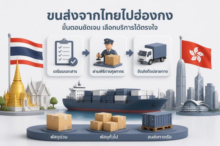 ลังพัสดุและไอคอนการขนส่งสื่อถึงการส่งของไปฮ่องกง
