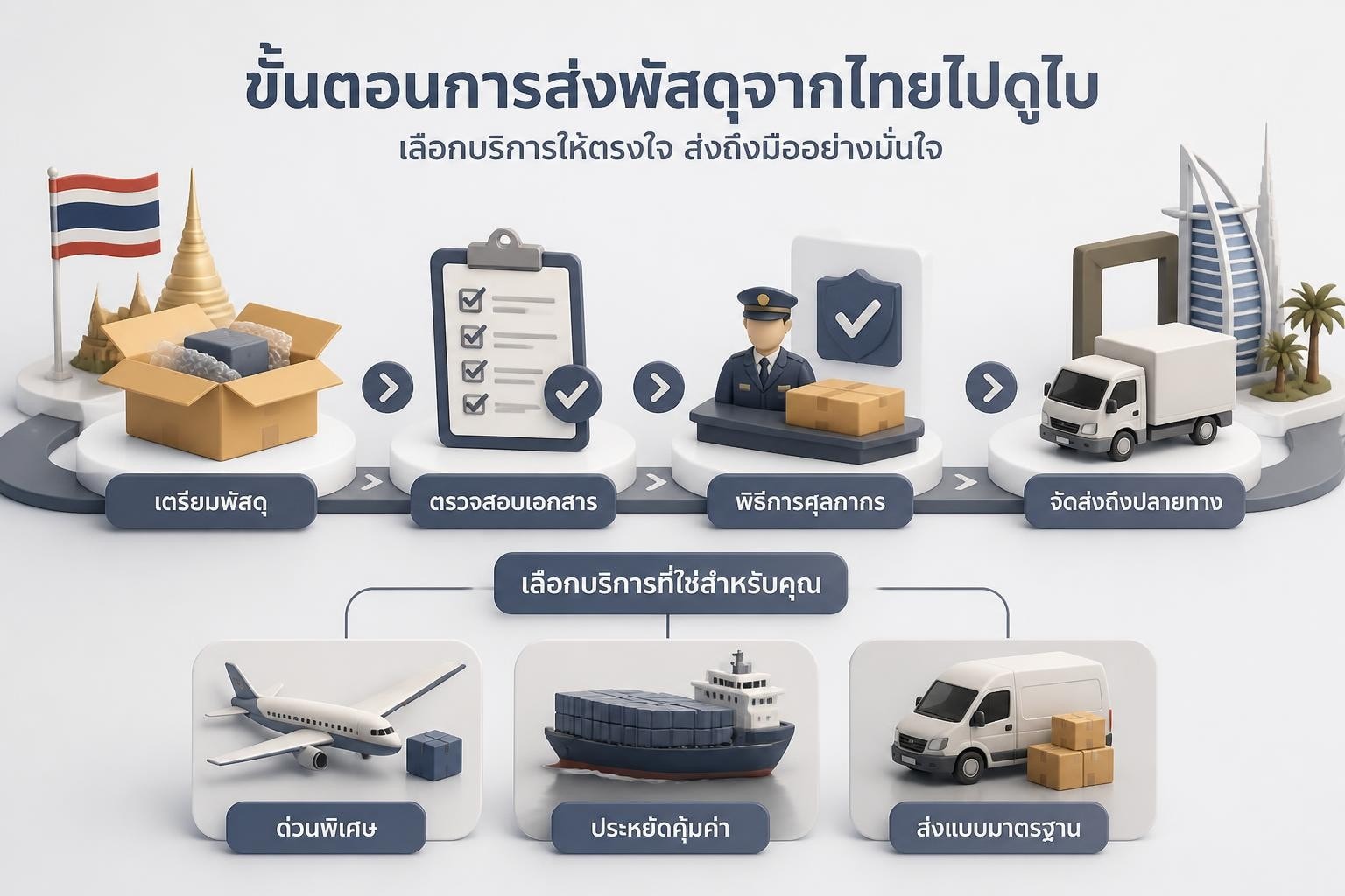 ส่งของไปดูไบ: ค่าส่ง วิธีคำนวณ เอกสาร ศุลกากร